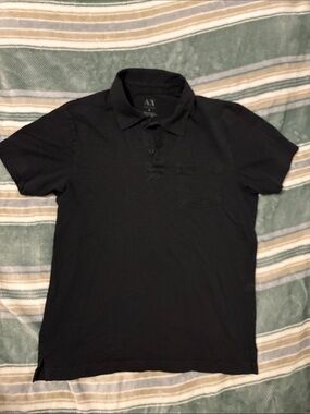 Armani Exchange Black Short-Sleeve Polo